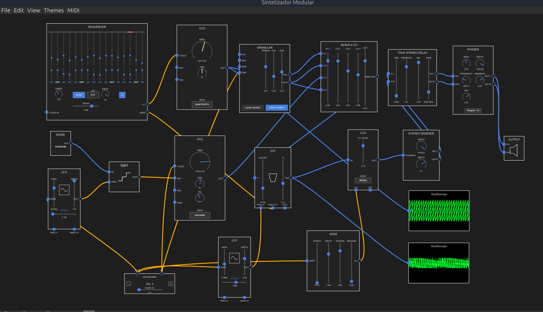 Captura de pantalla del sintetizador ModuGal - Detalle del oscilador